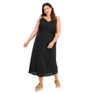 Style & Co Women's Sleeveless Eyelet Midi Dress Plus Black Size 2X NWT